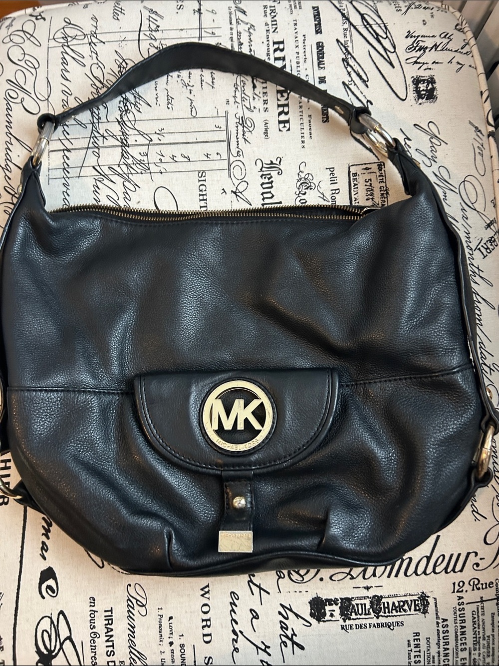 Michael Kors Black Pebbled Leather Shoulder Hobo